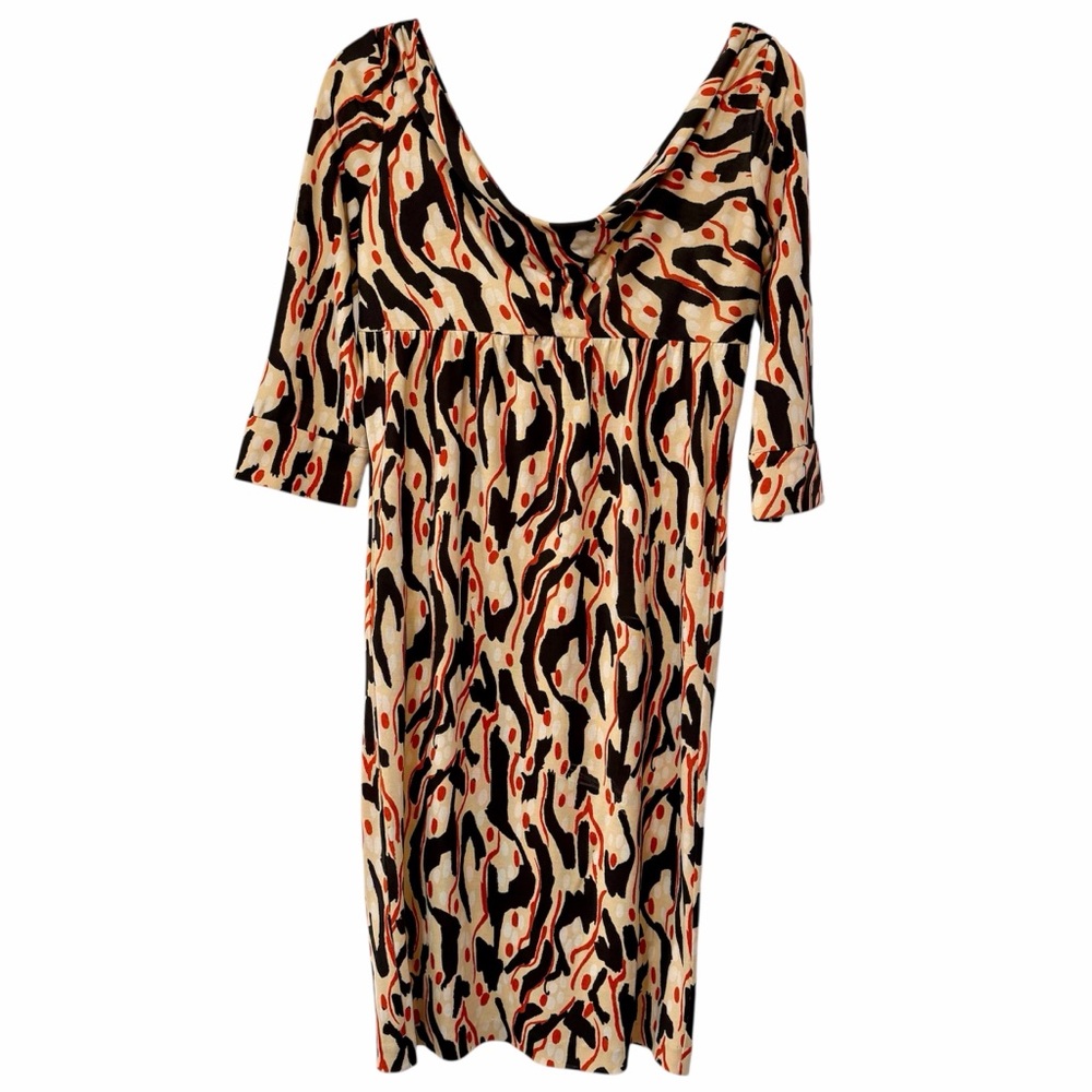 Diane Von Furstenberg Francesca Silk drape neck dress Size 8 Abstract Print